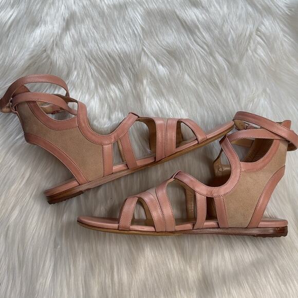 Balenciaga Pink Suede and Leather Gladiator Sandals - Picture 6 of 12